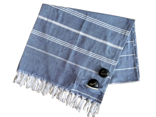 Strandtuch mit Taschen mit 4 Fokussteinen